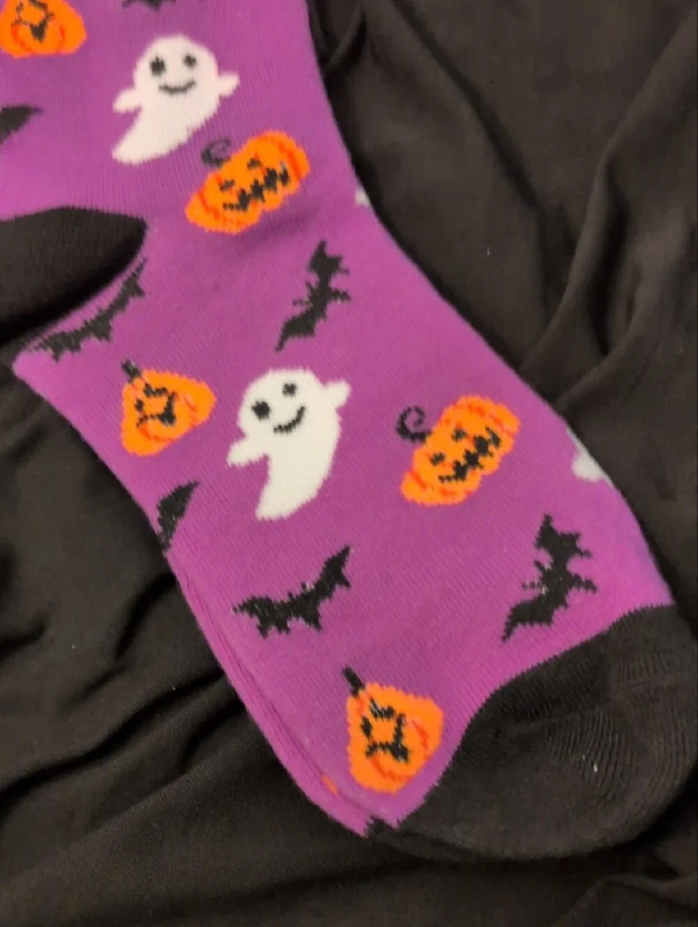 Halloween  Socks - Purple Ghost & Pumpkin Design